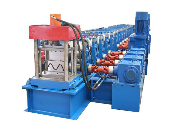 PLC Controlled Highway Guardrail Roll Forming Machine With 2*22KW Main Machine Power And Gearbox Drive