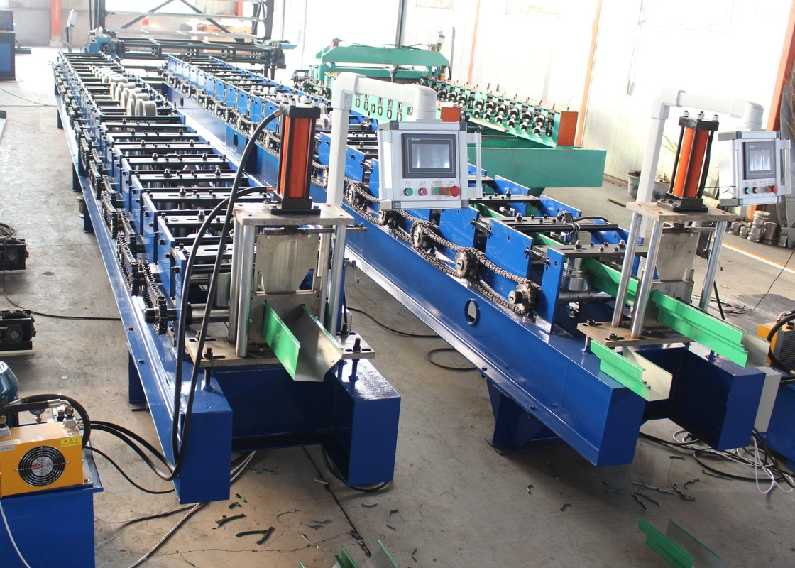 Hydraulic Cut Down Pipe Roll Forming Machine 18-Station Roller Stations 4KW Motor Power