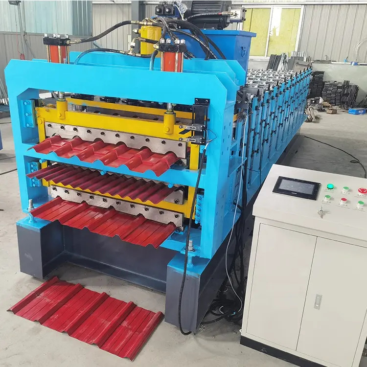 Three Layers Corrugated Trapezoid Steel Roof Roll Forming Machine Metal Iron Roofing Sheet Making
