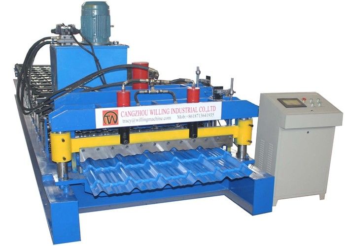 Hydraulic Motor Glazed Tile Roll Forming Machine  3-4m / Min High Efficiency