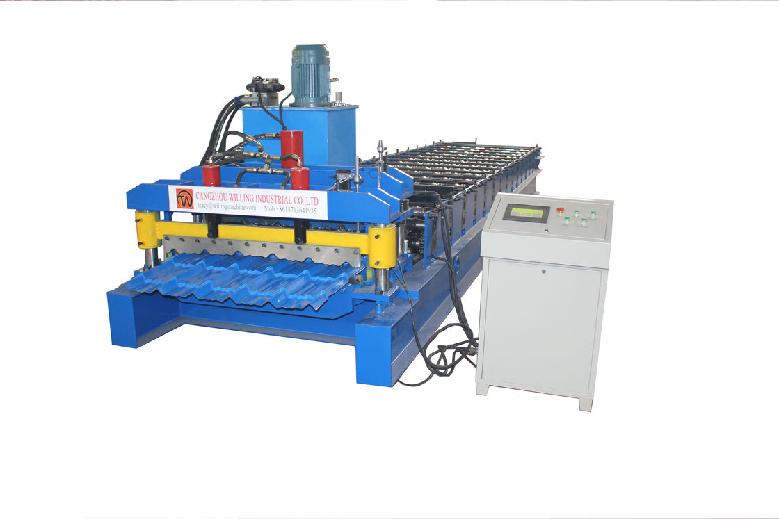 Hydraulic Motor Glazed Tile Roll Forming Machine  3-4m / Min High Efficiency