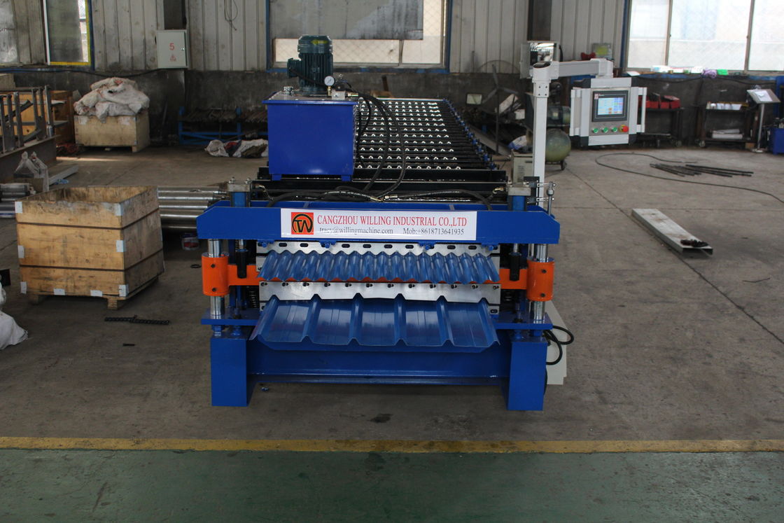 Trapezoidal and corrugated  Double Layer Roof sheet roofing tile Roll Forming Machine