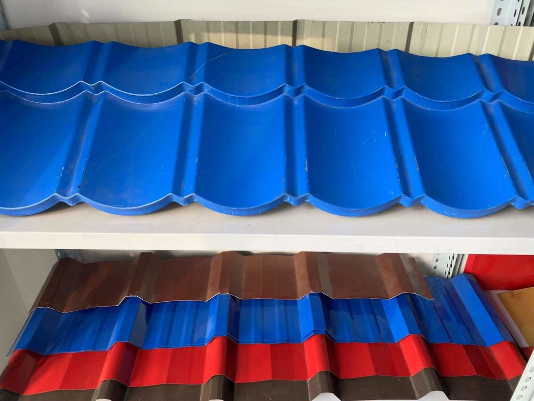 Low Noise Glazed Plc Roof Tile Roll Forming Machine For Color Ppgi Steel