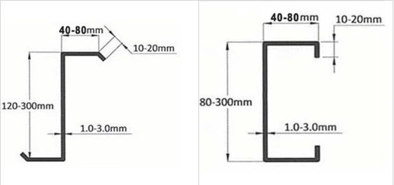 80-350 CZ Purlin Roll Forming Machine With PLC Control System And Hydraulic Cutting Mode