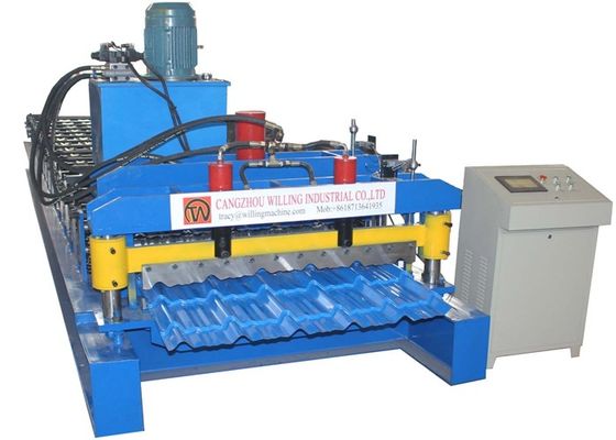 Hydraulic Motor Glazed Tile Roll Forming Machine  3-4m / Min High Efficiency